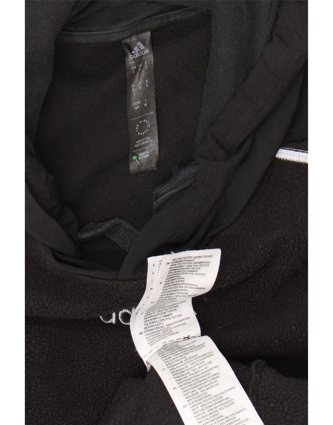 ADIDAS Herren-Fleecepullover mit Kapuze, klein, schwarzes Polyester