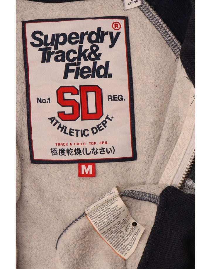 Superdry Herren Grafik-Trainingsanzug-Top-Jacke Mittelblaue Farbblock-Baumwolle