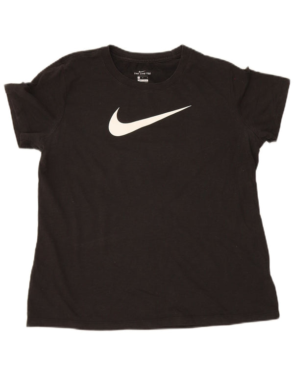 Nike Damen Dri Fit Graphic T-Shirt Top UK 16 Large Schwarz