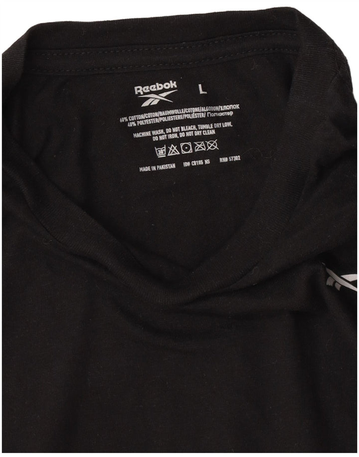 Reebok Herren T-Shirt Top Large Schwarz Baumwolle