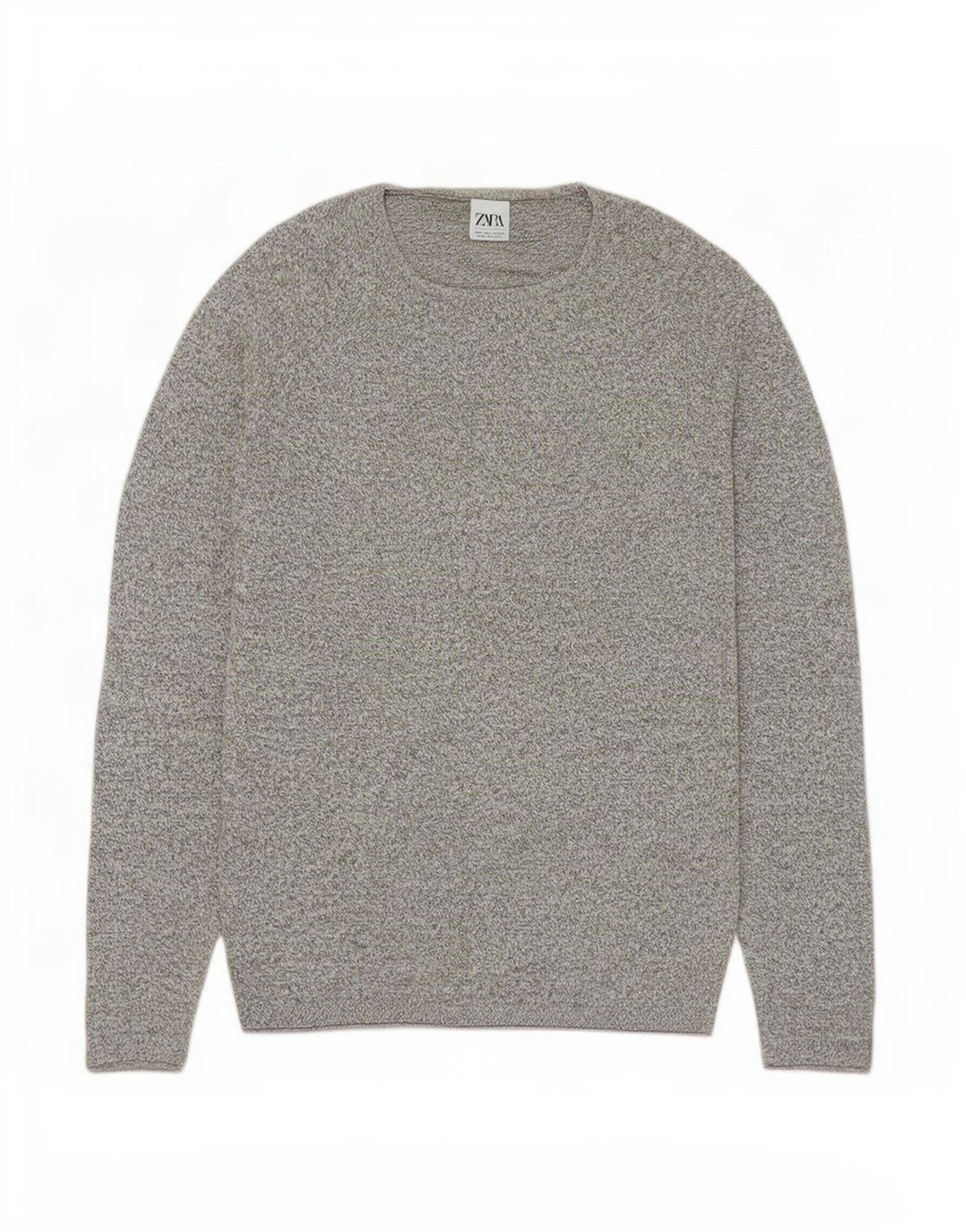 Zara Herren-Pullover mit Rundhalsausschnitt, groß, grau meliert