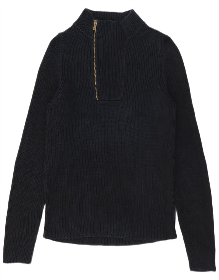 ZARA Herren-Pullover mit Reißverschluss am Hals, Mittelblau