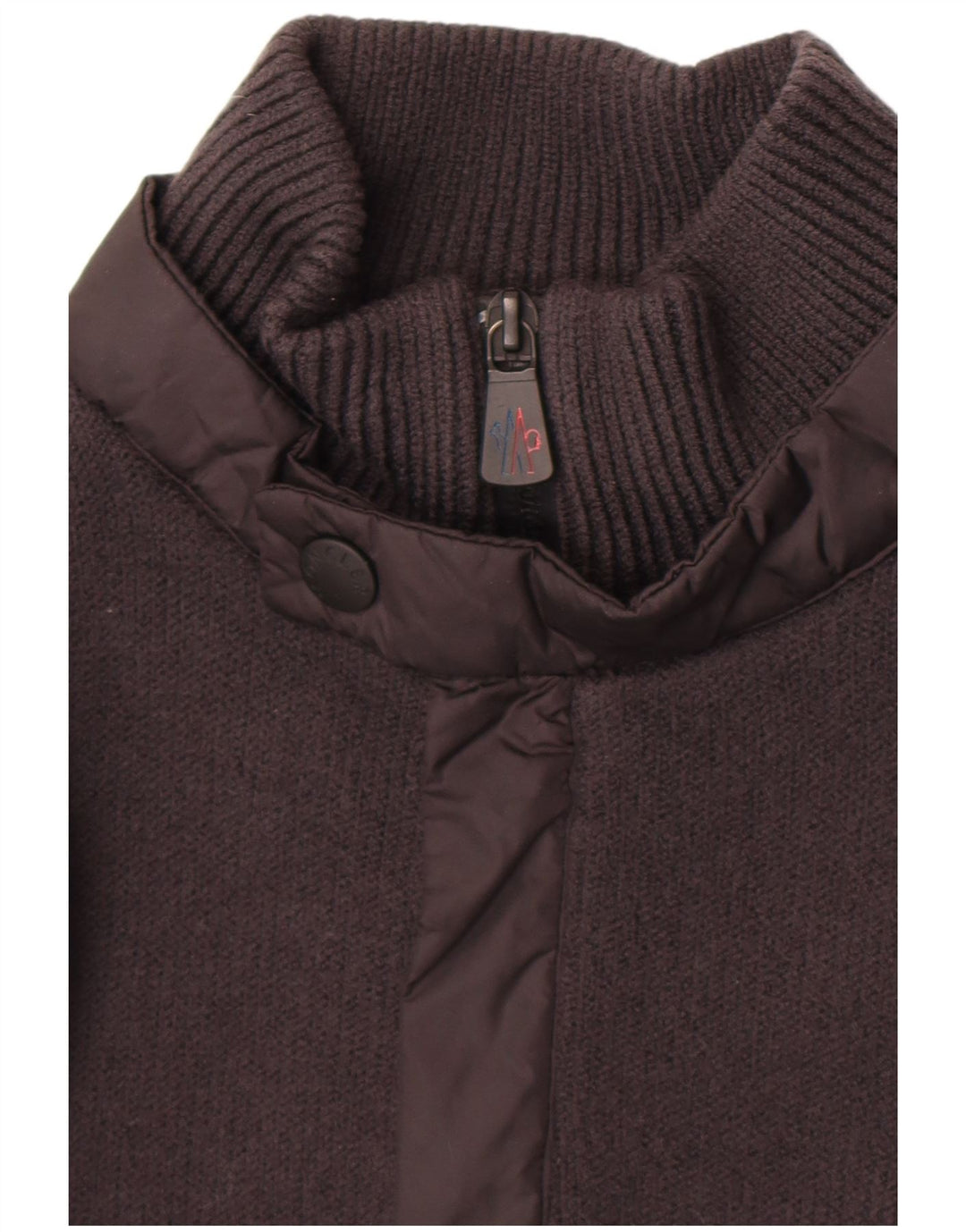 Moncler Herren-Pullover mit Reißverschluss am Hals, große graue Wolle