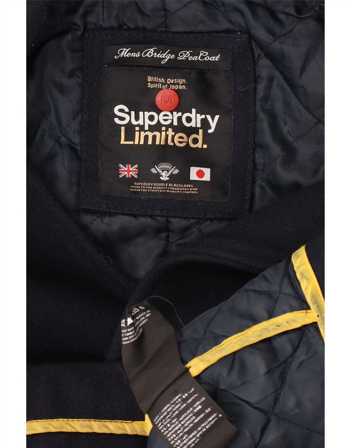 Superdry Herren Pea Coat UK 38 Mittelmarineblaue Wolle