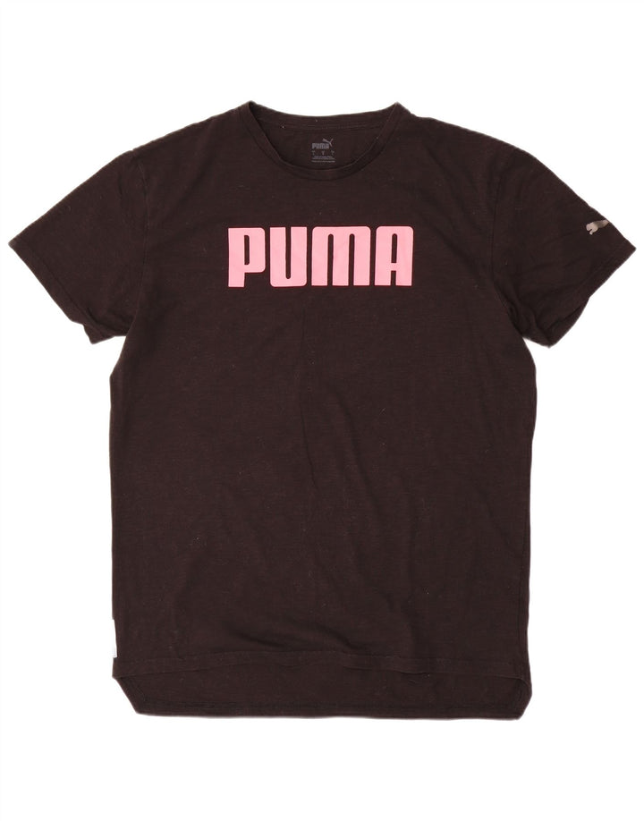 Puma Damen Grafik T-Shirt Top UK 16 Large Schwarz