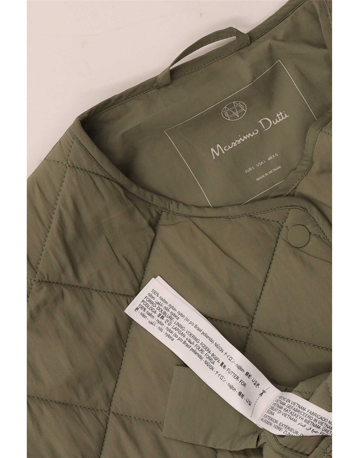 Massimo Dutti Damen Steppjacke UK 16 Large Khaki Nylon