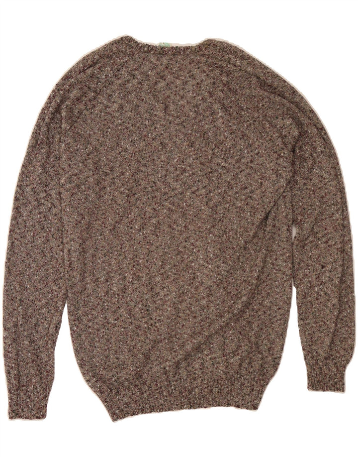 VINTAGE Mens V-Neck Jumper Sweater Medium Grey Flecked Vintage Vintage and Second-Hand Vintage from Messina Hembry 