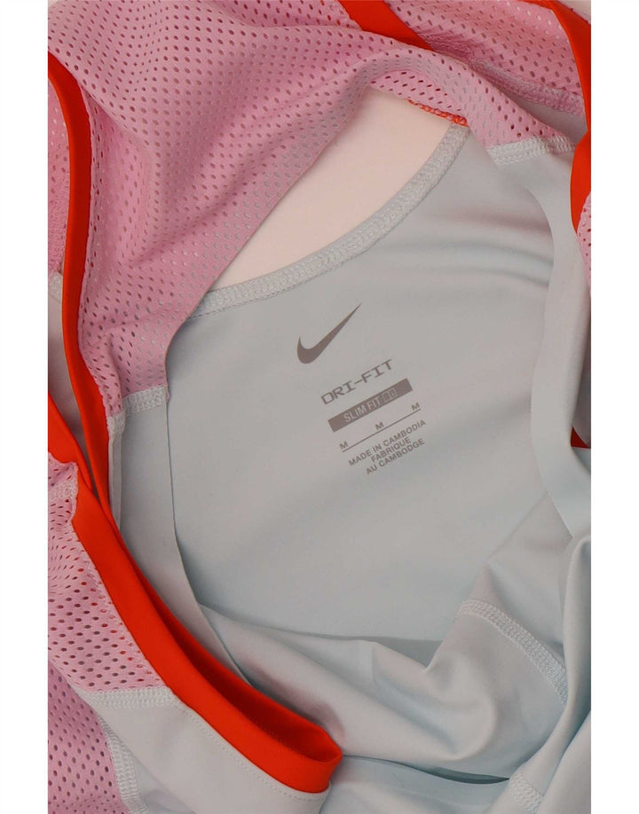 Nike Damen Dri Fit Slim Vest Top UK 12 Mittelblauer Farbblock