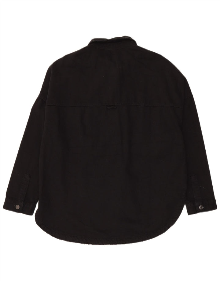 Übergroßes Jeanshemd von Zara für Damen, UK 10, Größe S, Schwarz, Baumwolle
