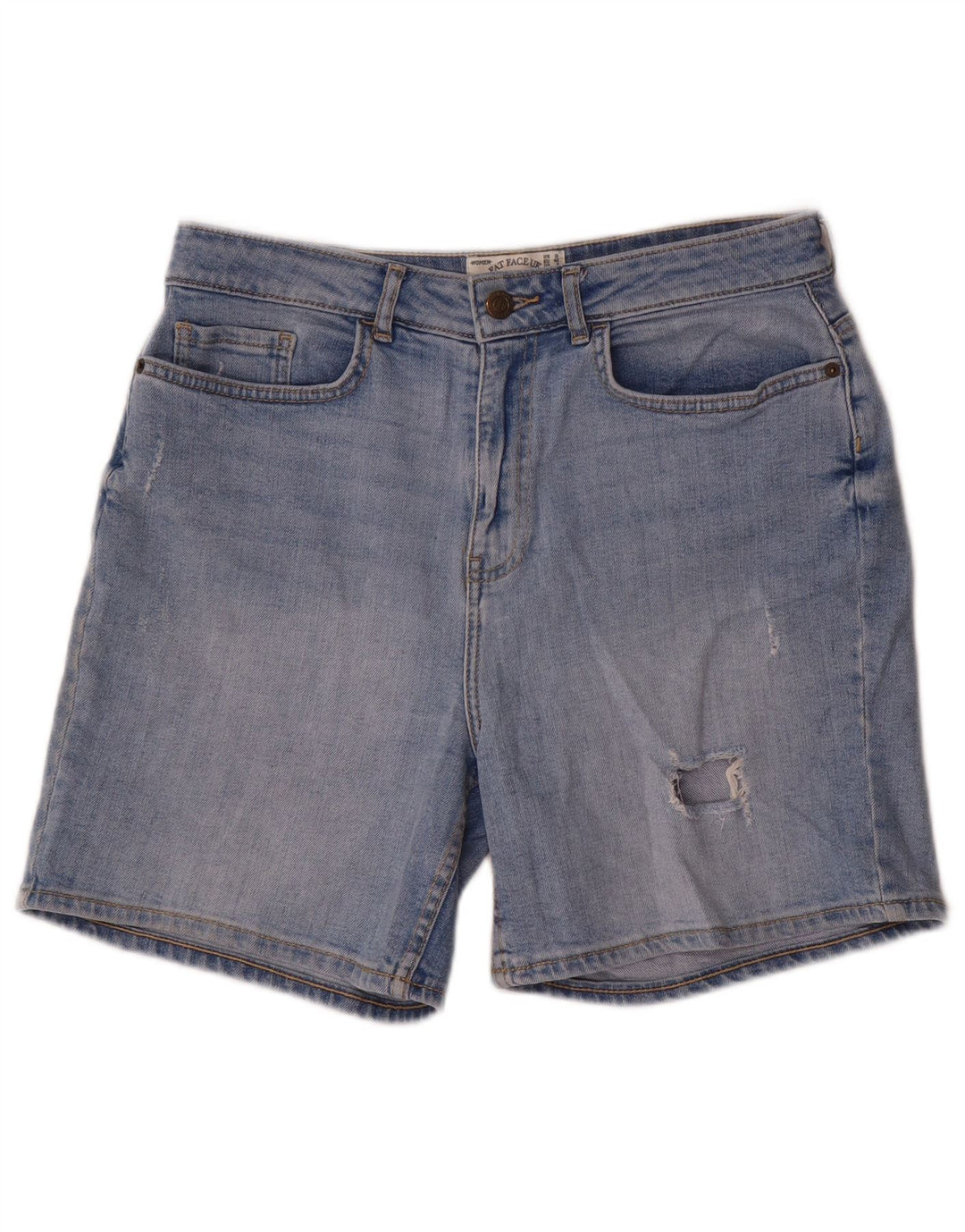 Fat Face Damen-Jeansshorts im Used-Look, UK 12, Mittel W30, Blau, Baumwolle