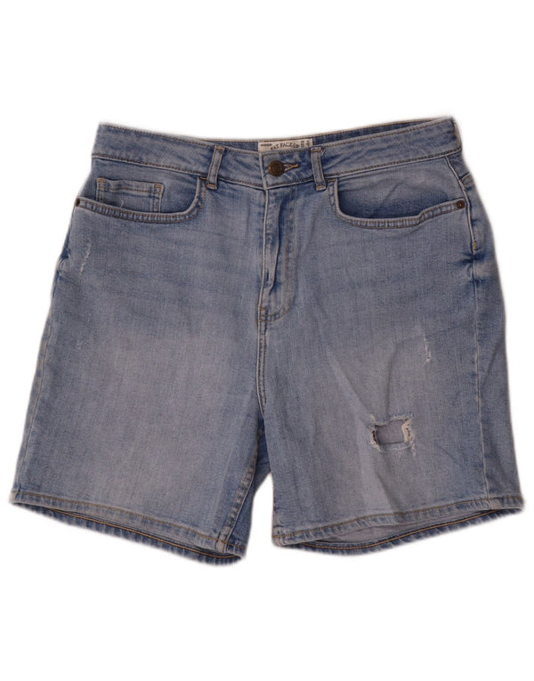 Fat Face Damen-Jeansshorts im Used-Look, UK 12, Mittel W30, Blau, Baumwolle