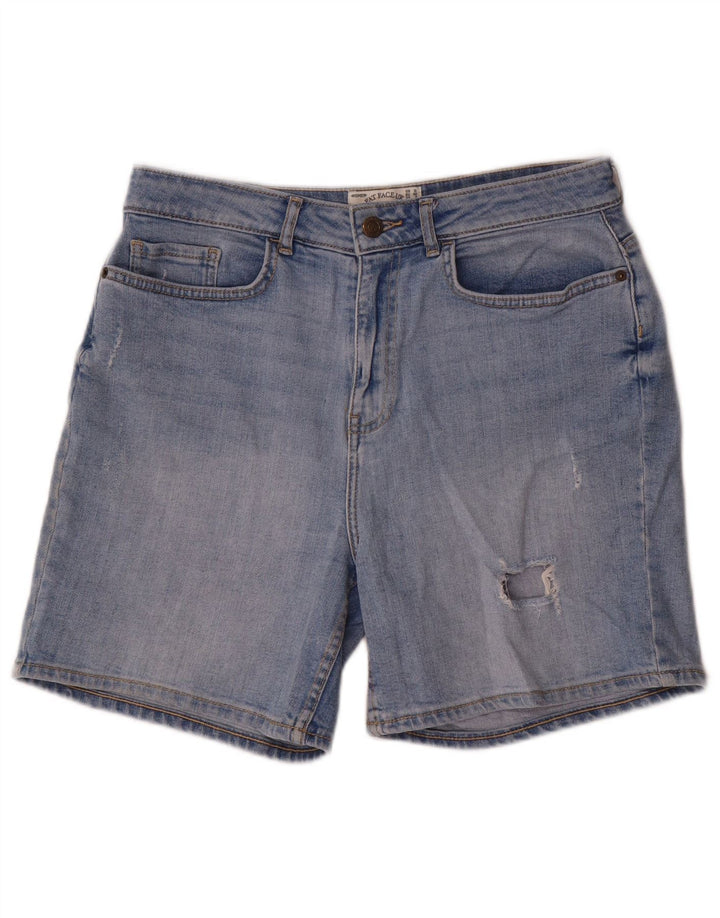 Fat Face Damen-Jeansshorts im Used-Look, UK 12, Mittel W30, Blau, Baumwolle