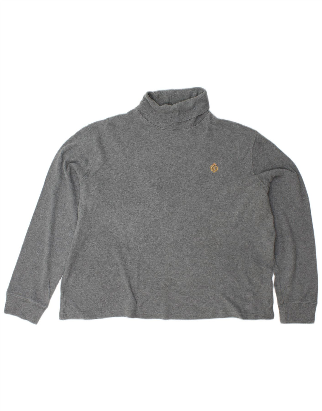 RALPH LAUREN Damen-Pullover mit Rollkragen, Gr. 18, XL, graue Baumwolle