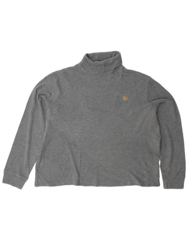 RALPH LAUREN Damen-Pullover mit Rollkragen, Gr. 18, XL, graue Baumwolle