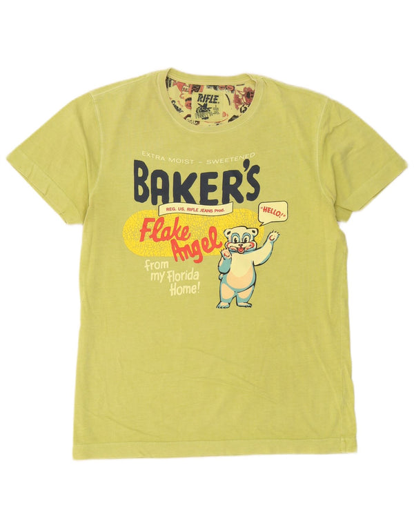 Rifle Herren-T-Shirt mit Grafik, Größe L, aus grüner Baumwolle