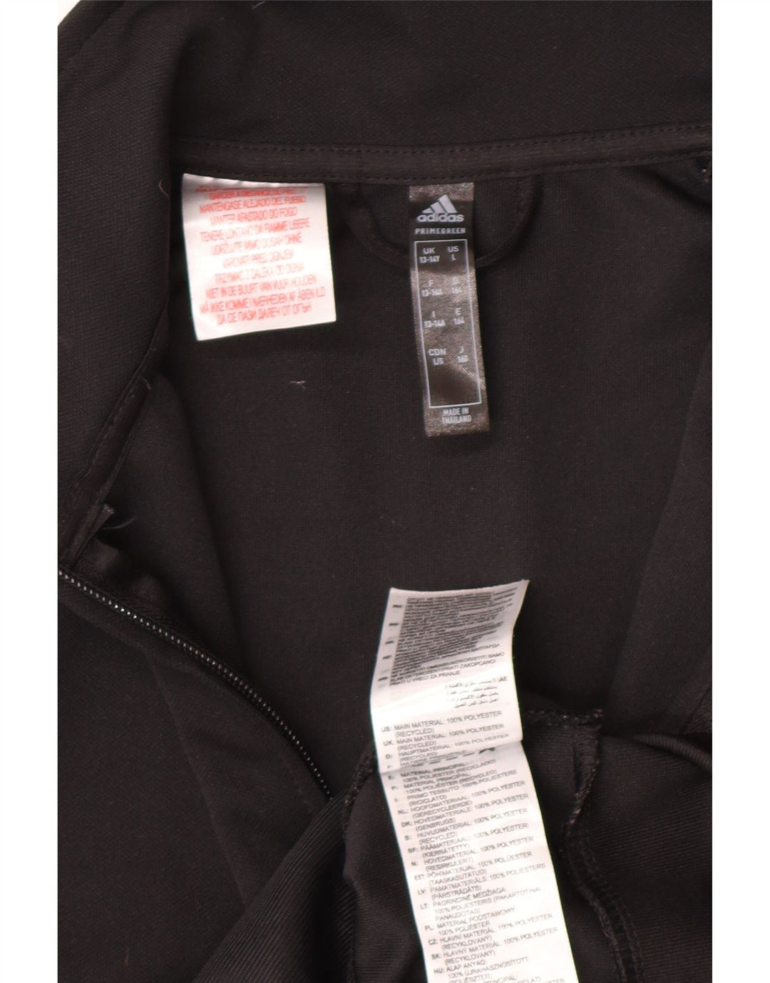 ADIDAS Boys Tracksuit Top Jacket 13-14 Years Black Striped Polyester