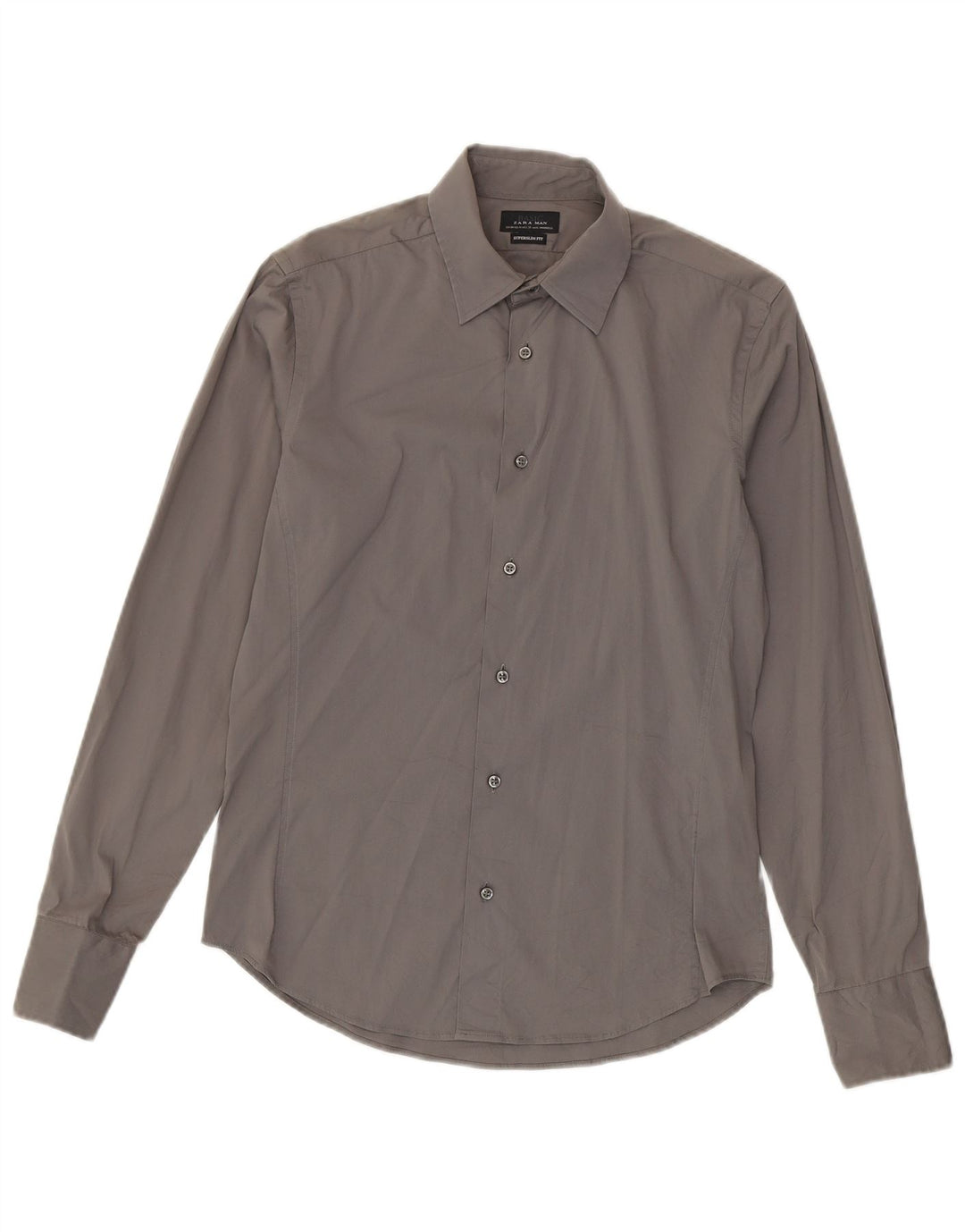 Zara Herren Super Slim Fit Hemd aus mittelgrauer Baumwolle