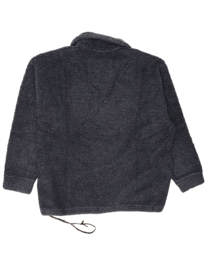 Belfe Herren-Fleecepullover in Übergröße mit grafischem Polokragen, Mittelblau