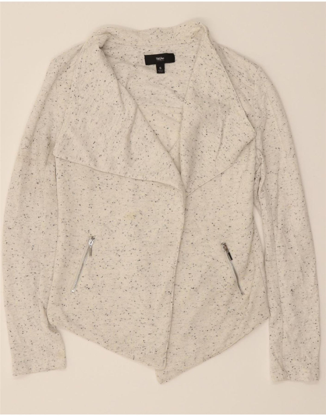 MOSSIMO Womens Open Cardigan Sweater UK 10 Small Grey Flecked Polyester Vintage Mossimo and Second-Hand Mossimo from Messina Hembry 
