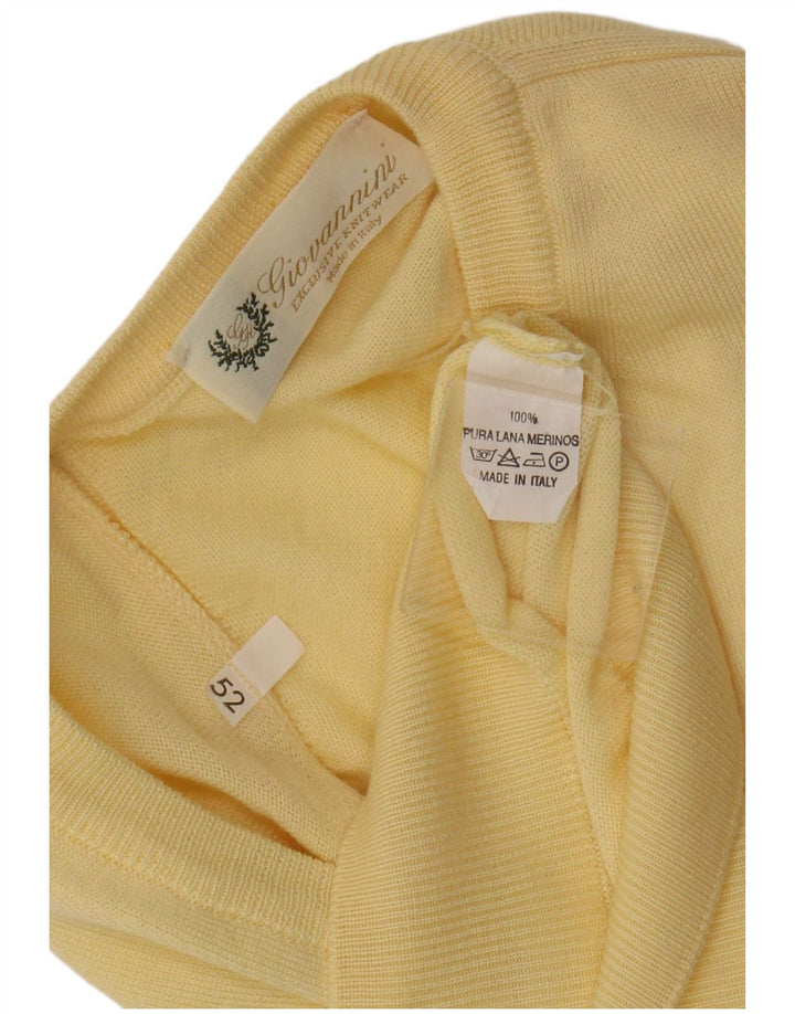 Vintage Herren Weste Tank Top IT 52 Große gelbe Merinowolle