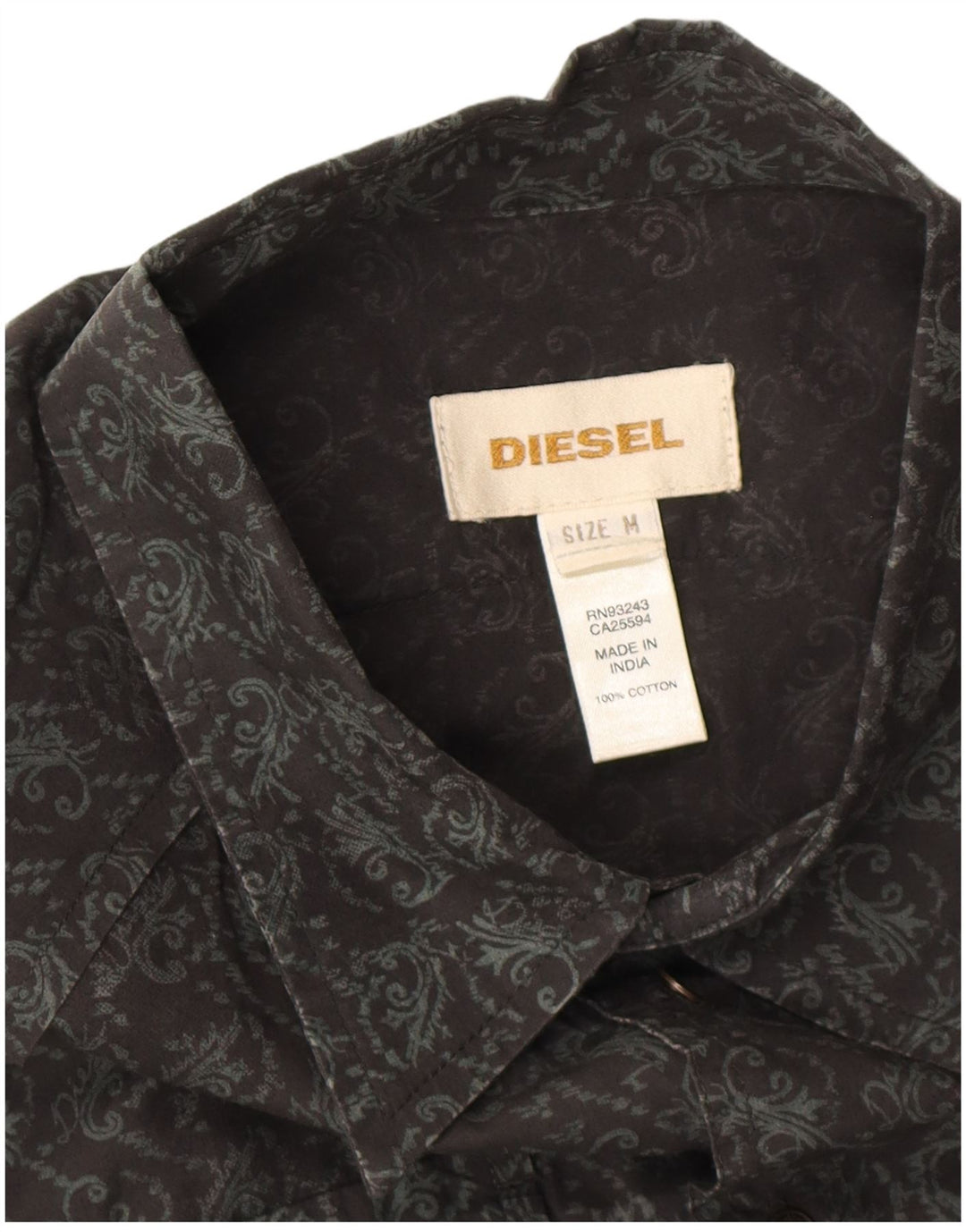 Diesel Herrenhemd Mittelschwarze Paisley-Baumwolle