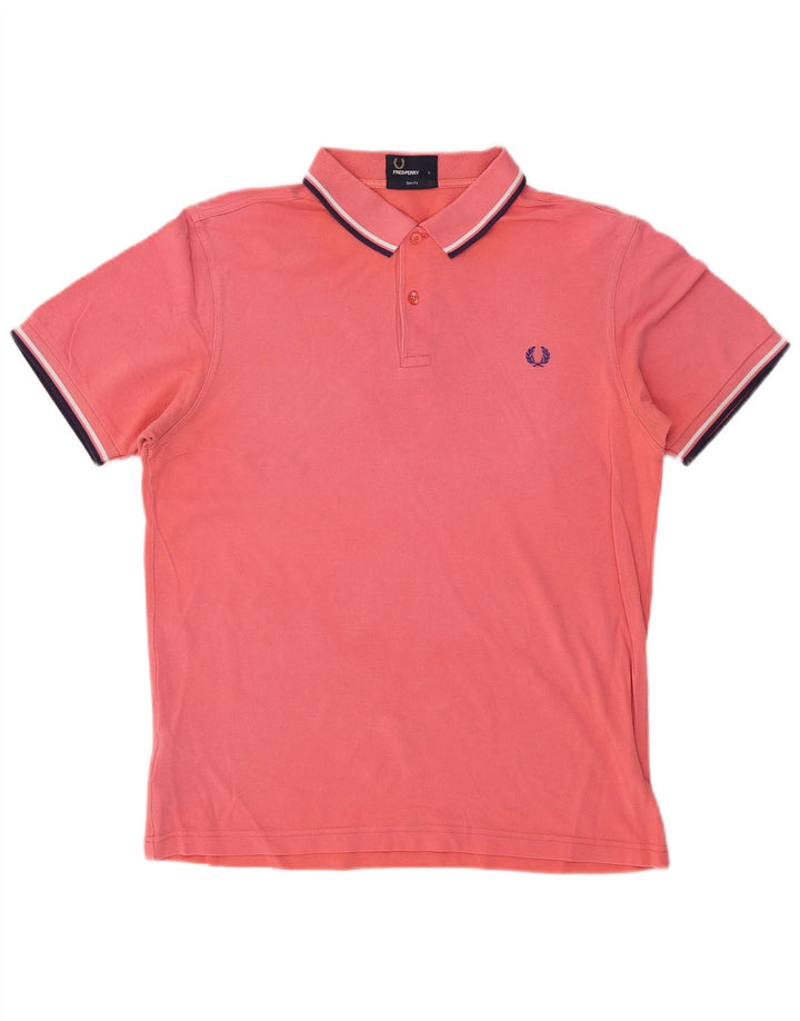 Fred Perry Herren-Poloshirt mit schmaler Passform, große rosa Baumwolle