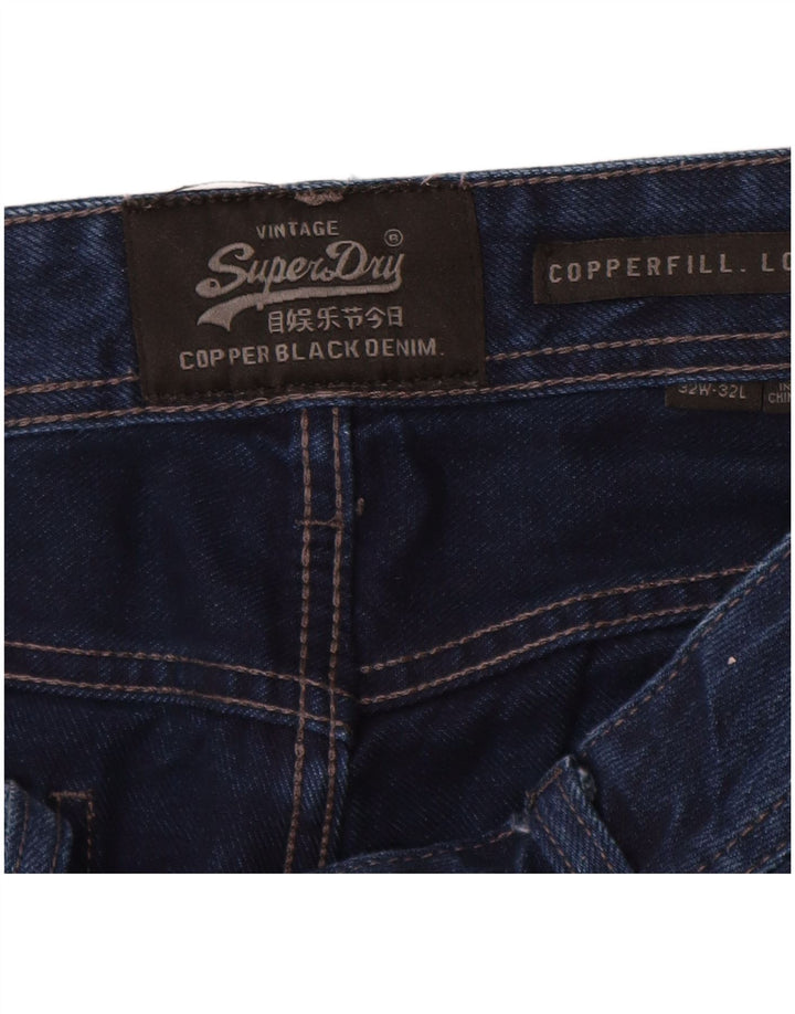 SUPERDRY Herren Copperfill Slim Jeans W32 L32 Marineblaue Baumwolle