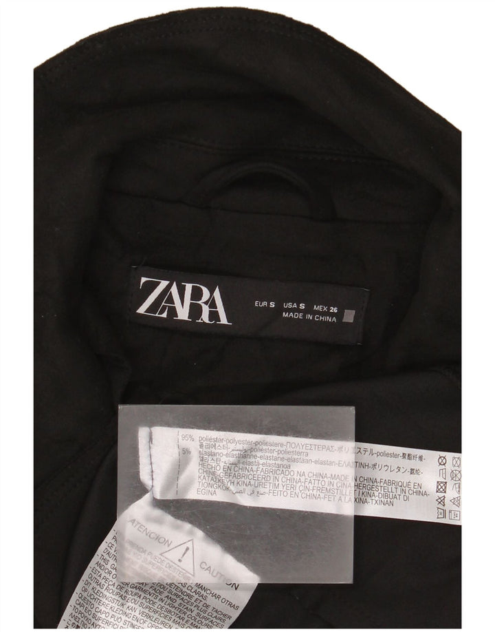 Zweireihiges Longline-Gilet für Damen von Zara, UK 10, Größe S, Schwarz, Polyester