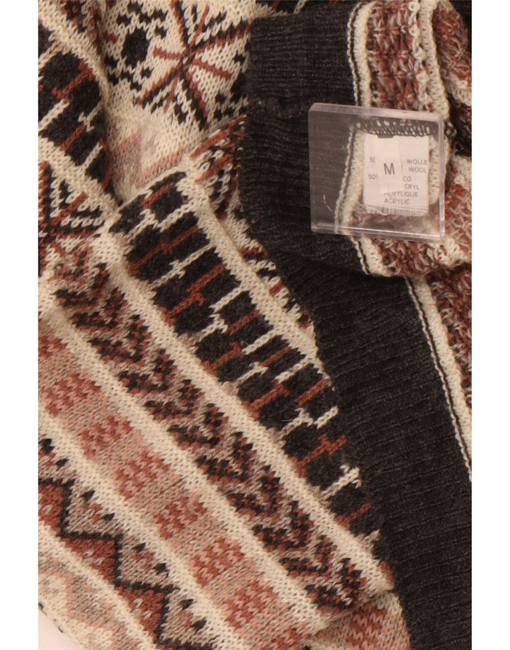 Vintage Herren Rollkragenpullover Pullover Medium Beige Fair Isle Wolle
