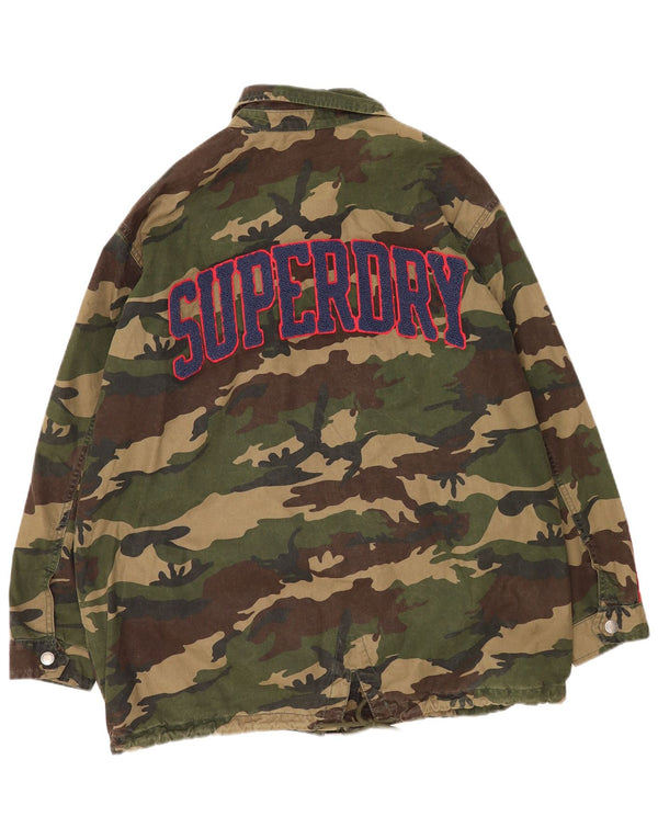 Superdry Damen Graphic Utility Jacke UK 14 Large Khaki Camouflage