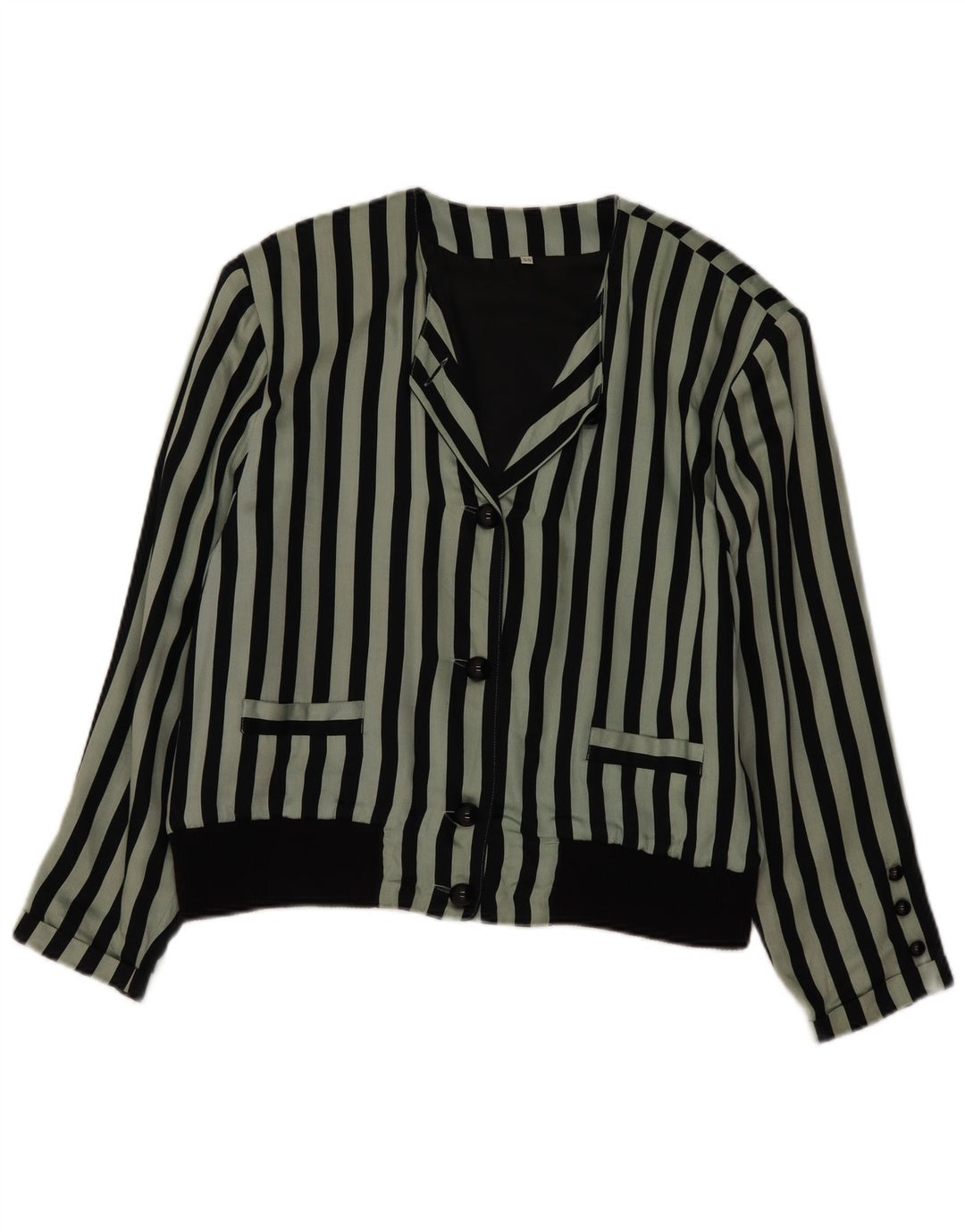 Vintage Damen Hemdbluse EU 44 XL Grün gestreift Viskose