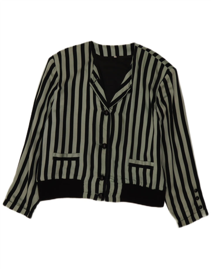 Vintage Damen Hemdbluse EU 44 XL Grün gestreift Viskose