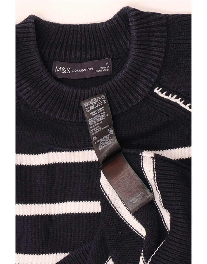 Marks & Spencer Herren-Pullover mit Rundhalsausschnitt, mittleres Marineblau gestreift