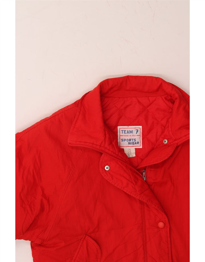 VINTAGE Womens Padded Jacket UK 12 Medium Red Cotton Vintage Vintage and Second-Hand Vintage from Messina Hembry 