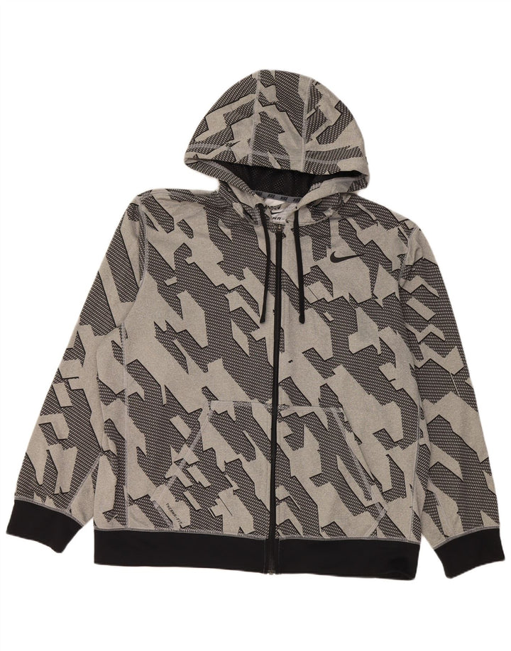 Nike Herren Dri Fit Zip Hoodie Pullover XL Grau Geometrisches Polyester
