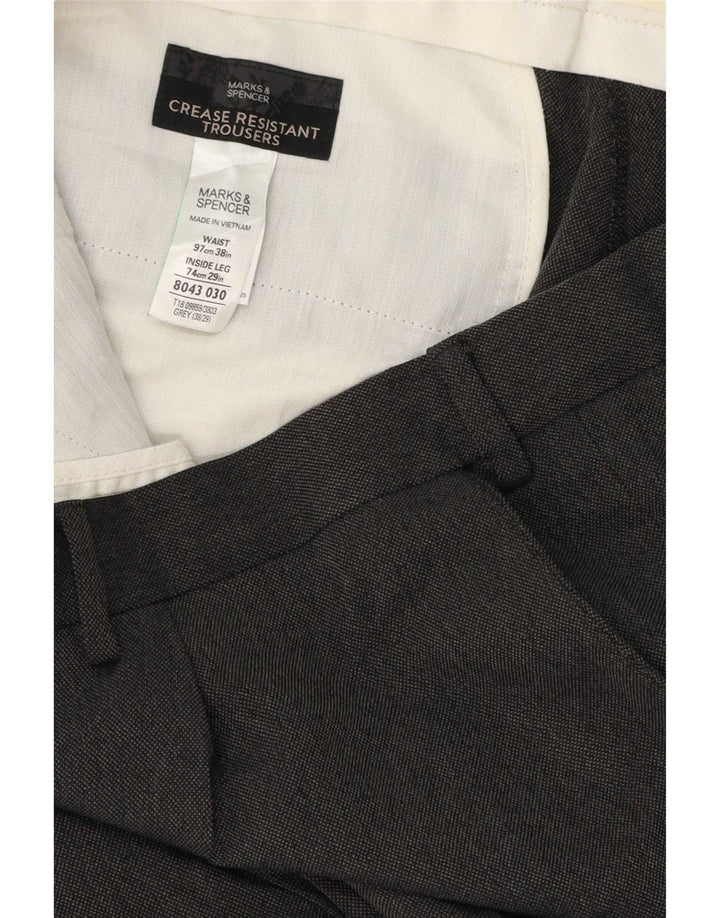 Marks & Spencer Herren-Anzughose mit Pegged-Anzug, W38, L29, graues Polyester