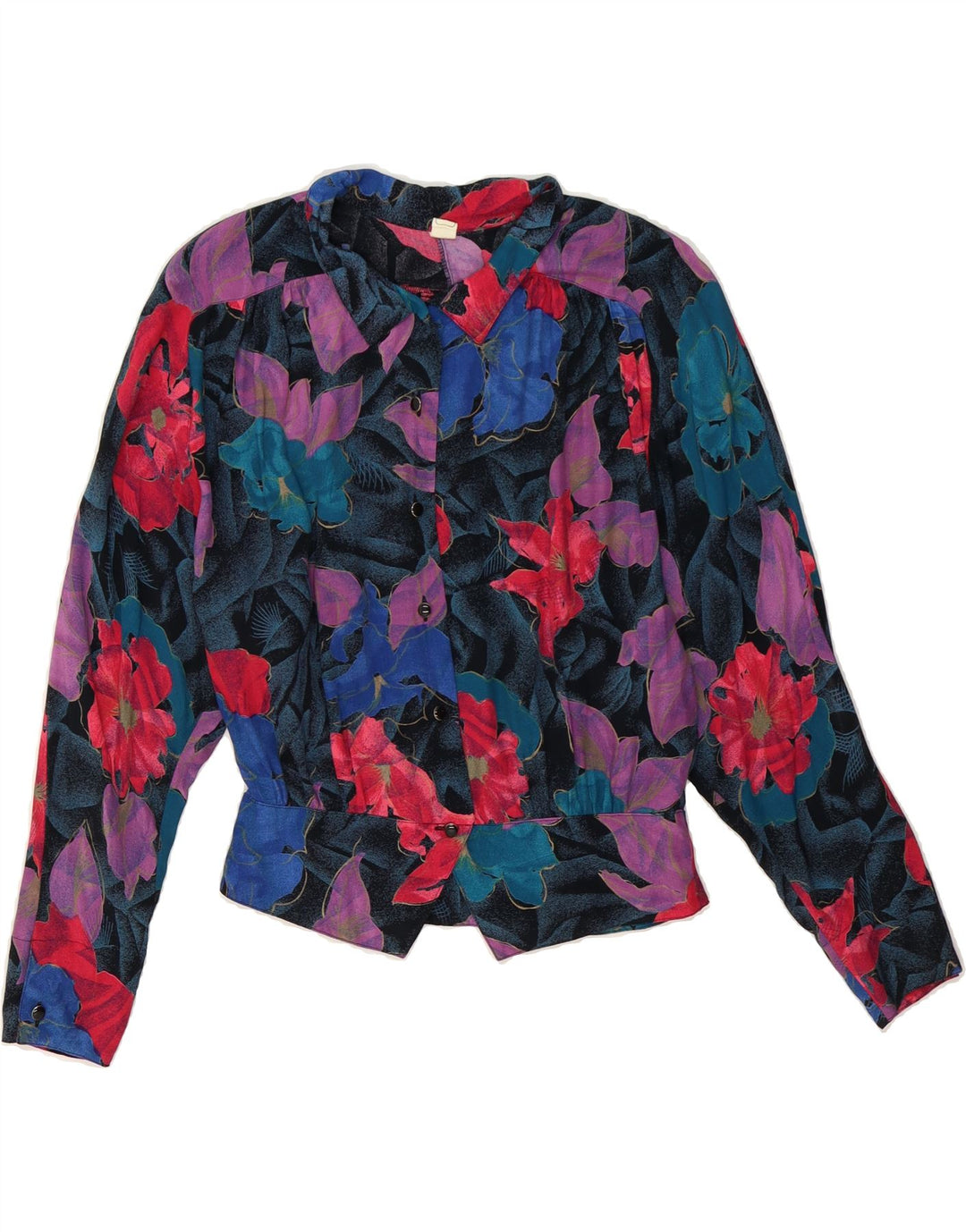 TRU Womens Batwing Crop Shirt Blouse EU 36 Small Multicoloured Floral Vintage Tru and Second-Hand Tru from Messina Hembry 