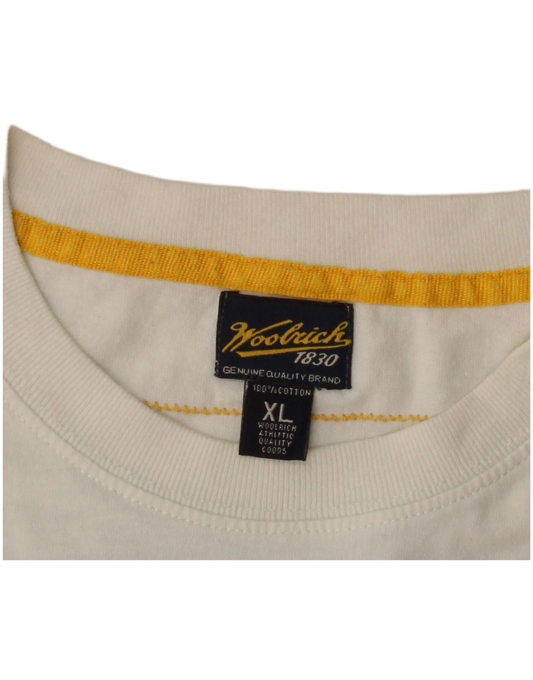 Woolrich Herren Grafik-T-Shirt-Oberteil XL aus weißer Baumwolle