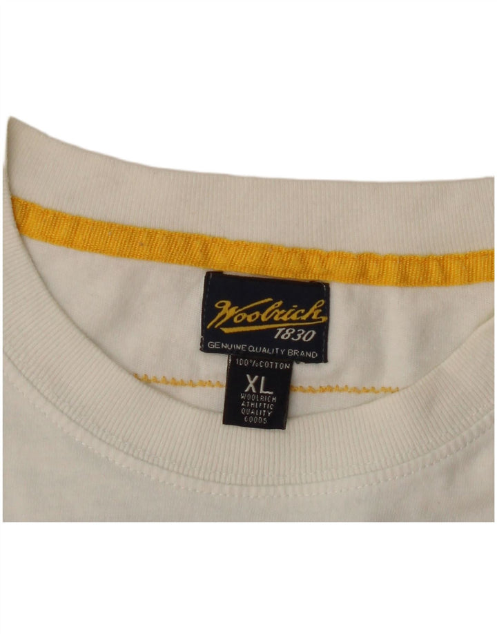 Woolrich Herren Grafik-T-Shirt-Oberteil XL aus weißer Baumwolle