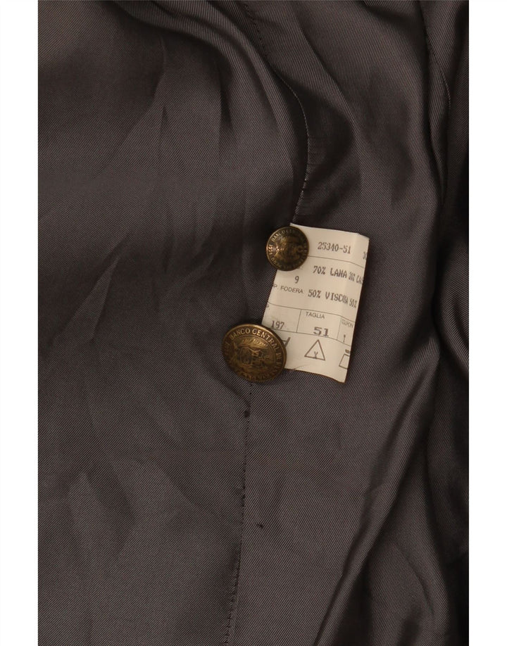 Vintage Damen 2-Knopf-Blazerjacke IT 51 2XL Graue Wolle