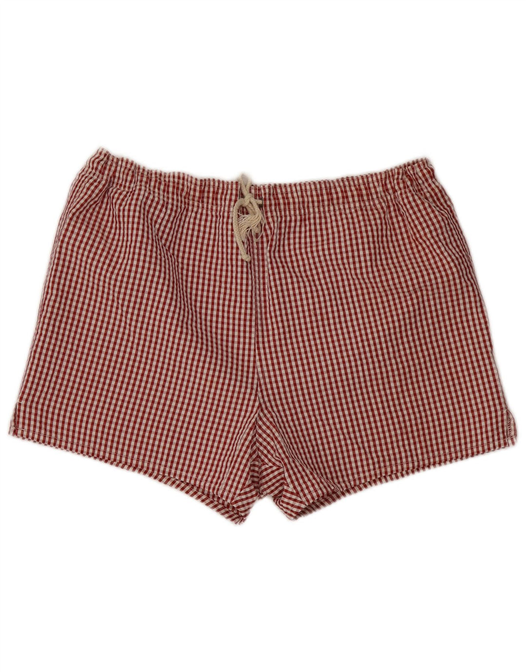 Ermenegildo Zegna Herren-Badeshorts, großes rotes Gingham-Muster