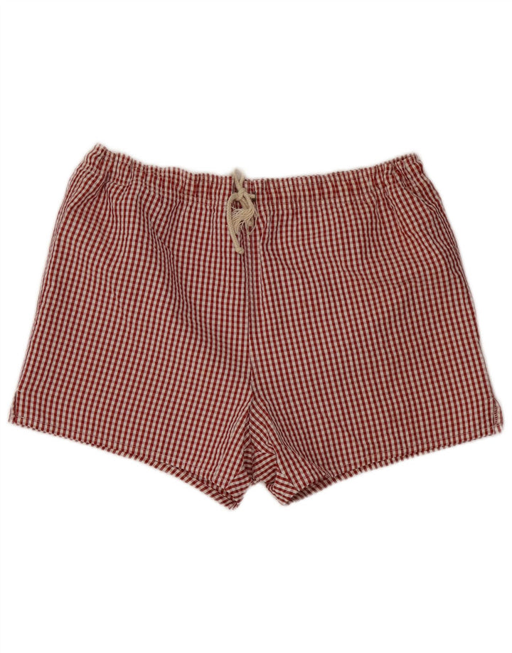 Ermenegildo Zegna Herren-Badeshorts, großes rotes Gingham-Muster