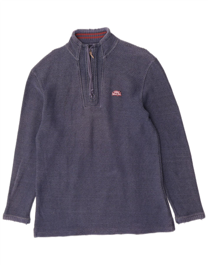 Weird Fish Herren-Sweatshirt mit Reißverschluss am Hals, Größe L, Marineblau