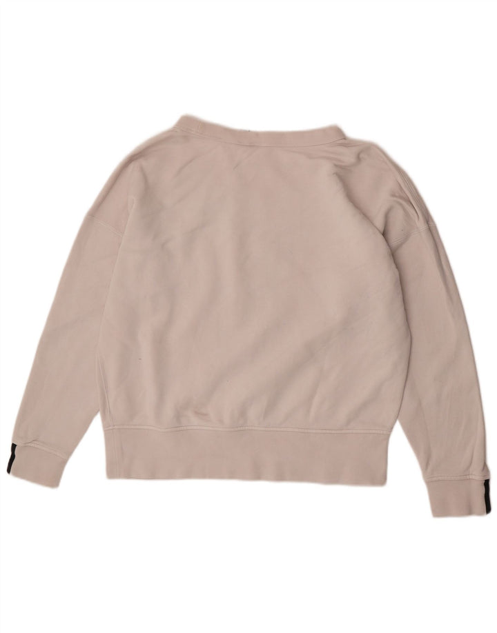 Adidas übergroßer Damen-Sweatshirt-Pullover, UK 10, Größe S, weiße Baumwolle