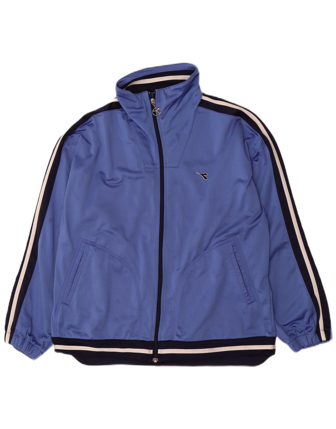 DIADORA Damen-Trainingsanzug-Oberteiljacke UK 12 Mittelblauer Farbblock