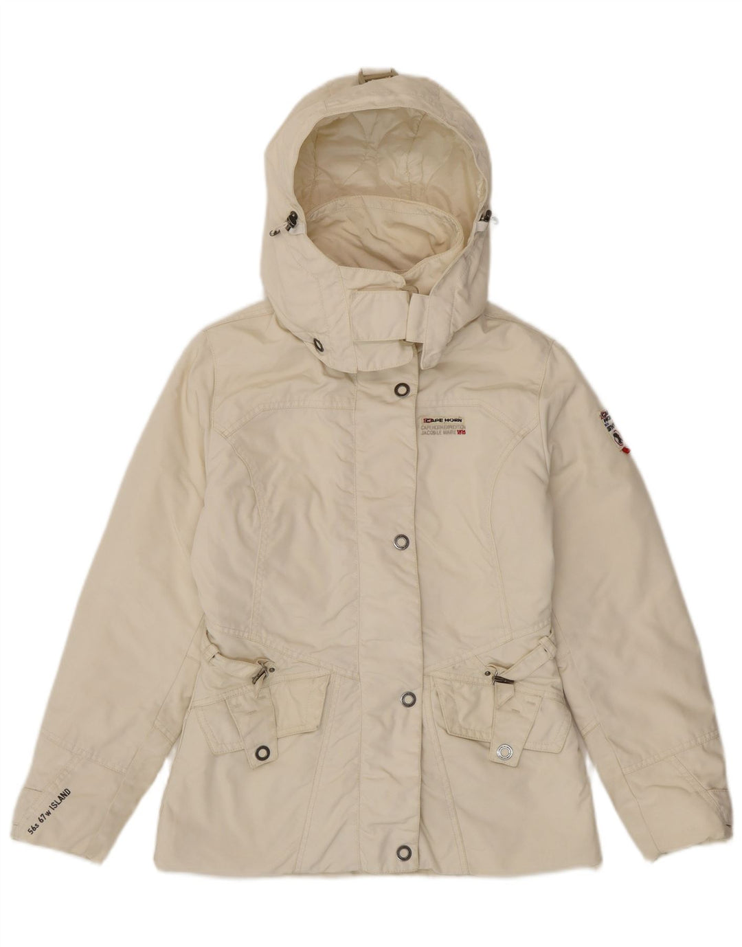CAPE HORN Damen-Windbreakerjacke mit Kapuze, UK 14, Mittel, gebrochenes Weiß