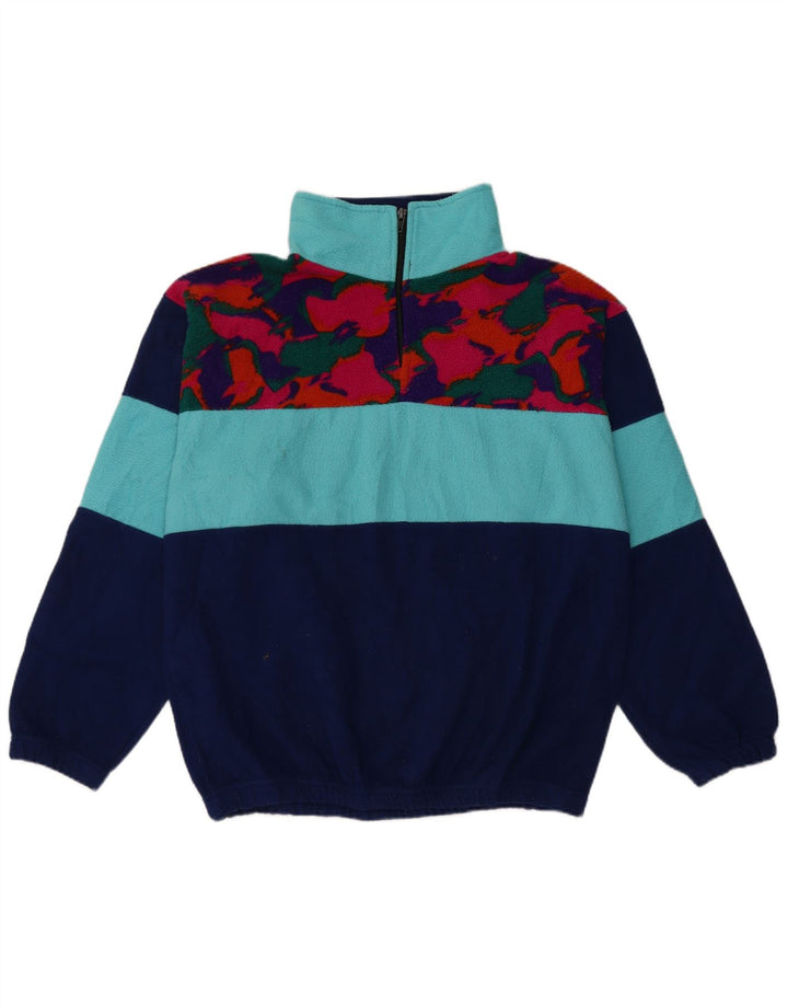 VINTAGE Herren-Fleecepullover mit Reißverschluss am Hals, groß, marineblau, Camouflage