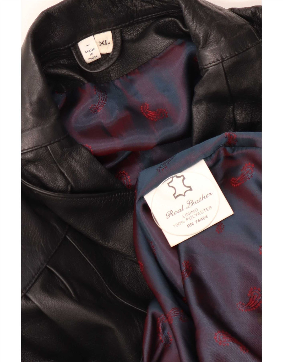 Vintage Damen Ledermantel UK 18 XL Schwarz