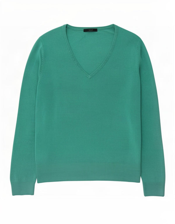 Marks & Spencer Damen-Pullover mit V-Ausschnitt, UK 12, Mittelgrün, Acryl