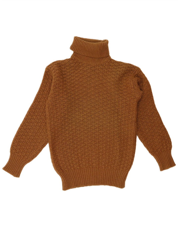 BENETTON Rollkragenpullover für Damen UK 12 Mittelbraune Wolle